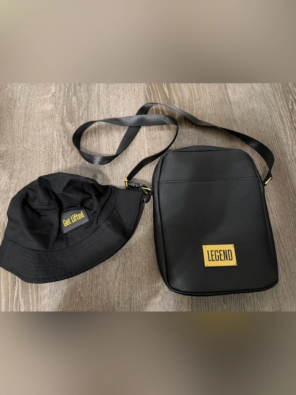 LEGEND Black Pebbled Crossbody Bag for Men